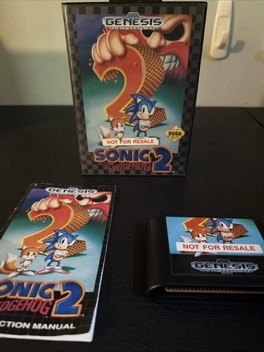 Sonic the Hedgehog 2 (SEGA Genesis, 1992) Not For Resale, CIB W/ Manual, Auth.
