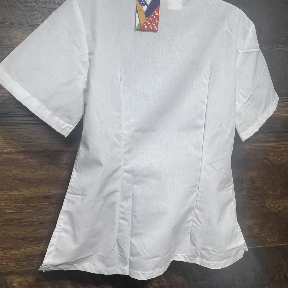 Blusa Médica Spectrum Mediana Uniforme Enfermera Blanca Mezcla de Algodón Cuello en V Ligera Foto 4 de 4