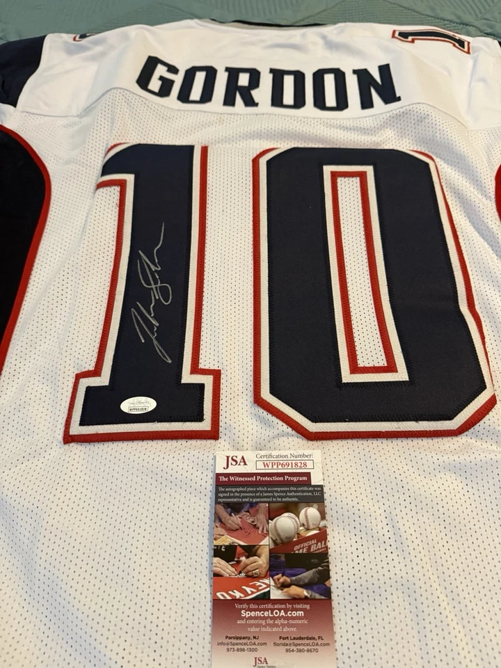 Camiseta personalizada firmada por Josh Gordon Patriots con certificado de autenticidad JSA Foto 2 de 4