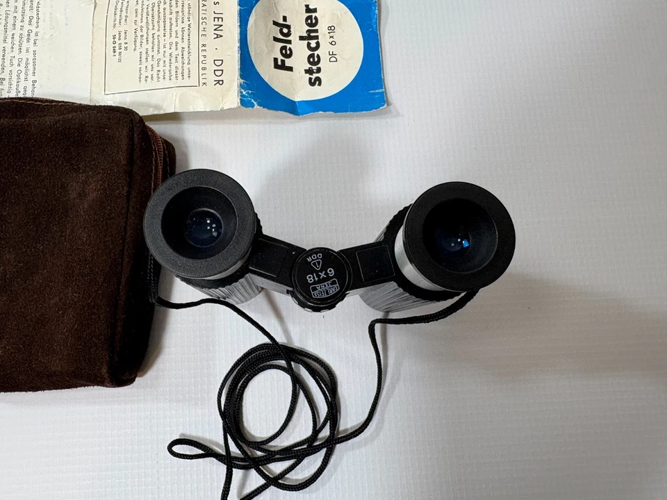 Vintage Carl Zeiss Jena Small Binoculars- DF 6 X 18 & Case from Germany - Image 3 of 4