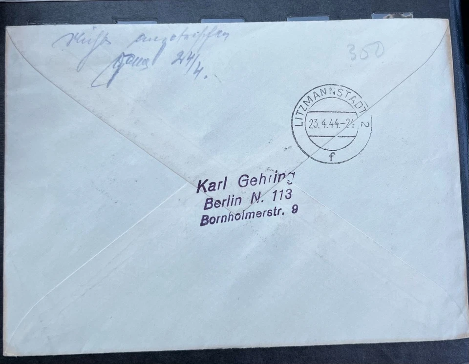 Pasó el correo - RARO - Nuremberg a Litzmannstadt - 1944 - CUBIERTA RARA - SELLO Foto 2 de 2