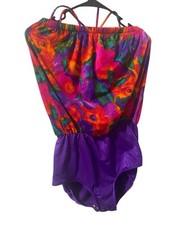 1980S FLORAL DESIGN ONE PIECE SWIMSUIT Size M/L