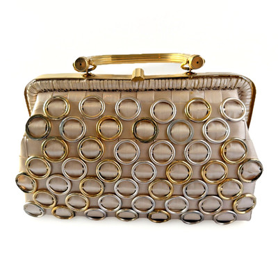 Vintage 1960s Simon New York Italy Woven Ring Handbag Purse