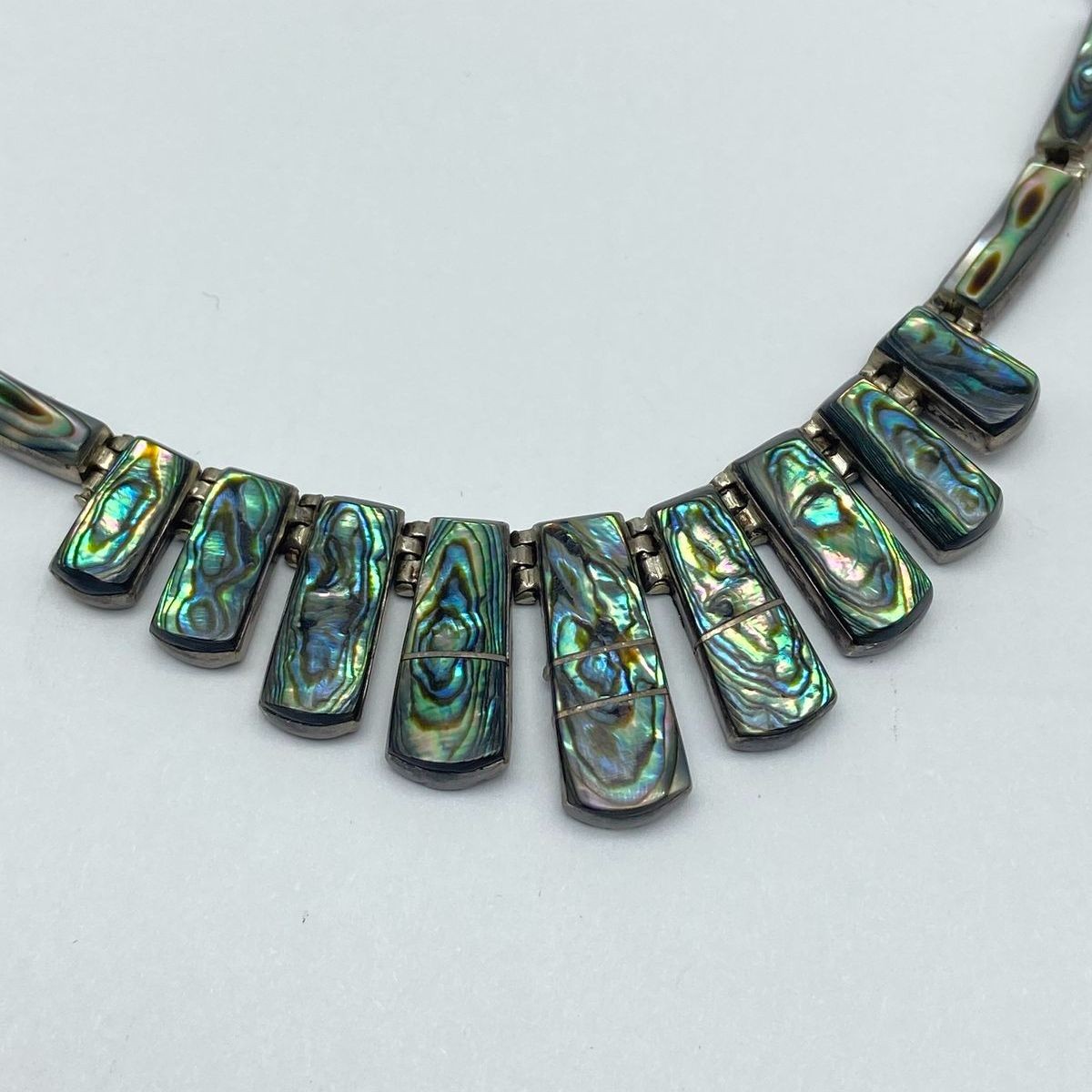 Sterling Silver Abalone Shell Rectangular 15.5" N… - image 2