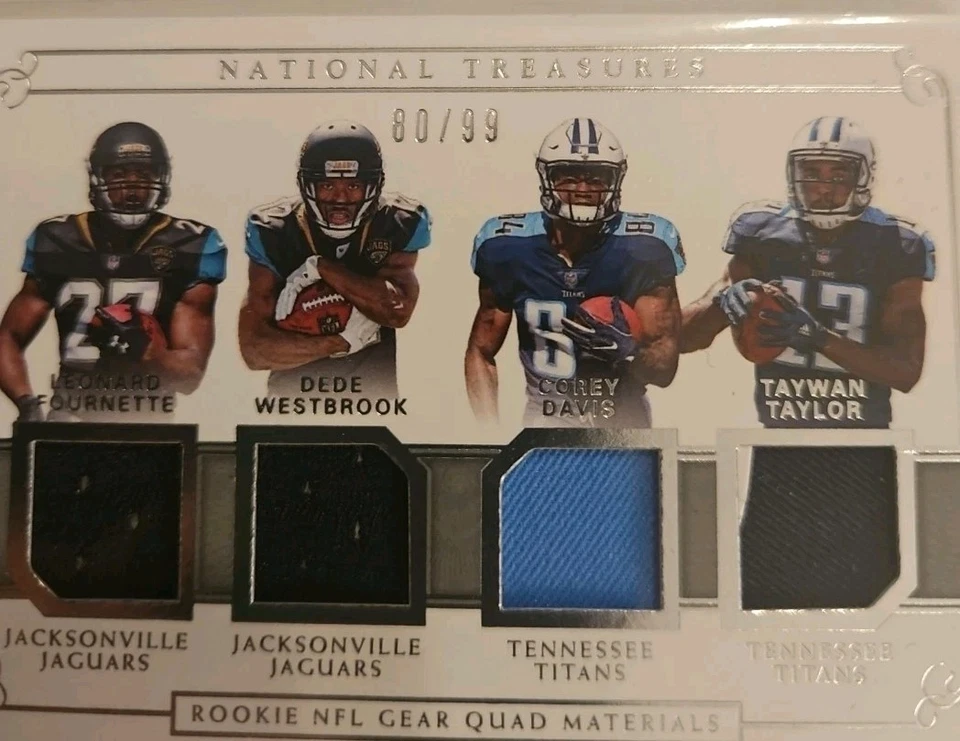 2017 NATIONAL TREASURES FOURNETTE/WESTBROOK/DAVIS/TAYLOR QUAD JERSEY RC /99... - Image 2 of 4