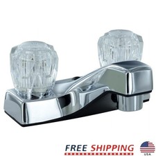 Chrome Two Handle Bathroom Faucet 4 Inch Adjustable 2 Hole RV Marine Use