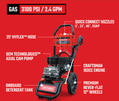#ad #ad Craftsman 3100 PSI Gas Pressure Washer 2.4 GPM Cleaner with Free Shipping $249.85