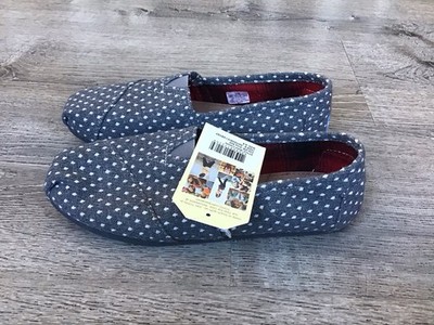 New TOMS Wmn Classic Grey Dot flats Womens Size 9.5 Slip On Alpargatas