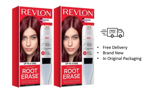 Revlon Root Erase Permanent Hair Color, 100% Gray Coverage, Burgundy 4B, 2 PACK!