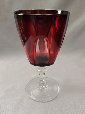 SET OF 6 CRISTAL D'ARQUES LUMINARC GOTHIC RUBY WATER GOBLETS GLASS RED 5 7/8''
