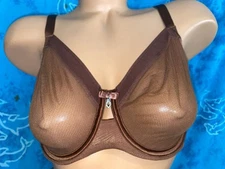 NWT Curvy Couture 1311 Chocolate Sexy  Sheer Mesh Unlined Underwire Bra 36DD