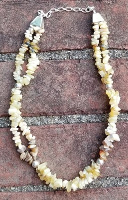 925 sterling silver DTR Jay King Golden Jasper Or Agate bead 2 strand necklace 