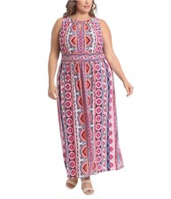 LONDON TIMES Womens Jersey-knit Maxi Dress, Multicoloured, Plus Size, 16W