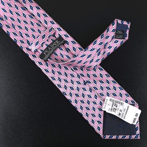Cravatta JOS A BANK Executive Collection 100% seta, geometrica, rosa e blu, nuova con etichetta. - Foto 8 di 12