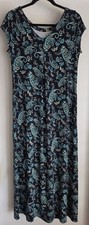 J.Jill Women's Maxi Dress S BlackBlue Paisley Short Sleeve Viscose Blend Relaxed