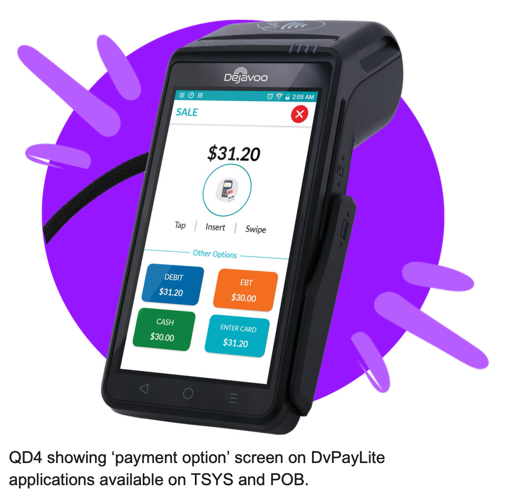 DEJAVOO QD4 EMV NFC | ETH/WiFi/BLUETOOTH CREDIT CARD MACHINE *UNLOCKED*