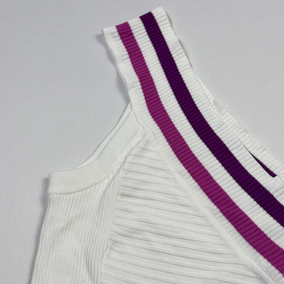 Camiseta sin mangas Nike para mujer grande blanca cuello en V acanalada tenis sin mangas 255770-100 Foto 4 de 4