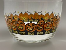 Vintage Halloween Pumpkin Glass Bowl Candy Di...