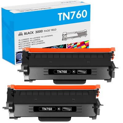 TN760 Toner Cartridge Replacement for Brother DCP-L2550DW Printer 2Black