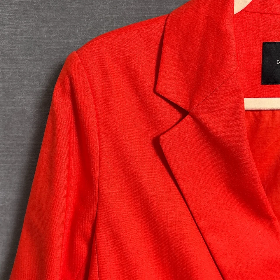 Blazer Banana Republic Mujer 8 Rojo Naranja Lino Náutico Costero Preppy Carrera Foto 2 de 4