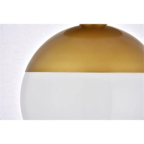 Living District Eclipse 1-Light Glass & Metal Flush Mount in Brass/Frosted White - Picture 4 of 5