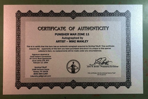 THE PUNISHER WAR ZONE 11 (VF/NM 9.0) AUTOGRAPHED by MIKE MANLEY* - Picture 3 of 4