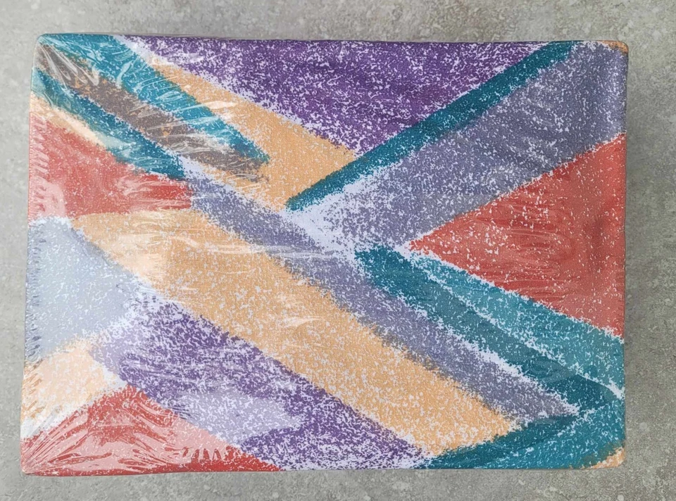 复古 80 年代 Springs King 水床 Percale Twilight 几何飞溅床单套装 — 第 2/4 张图片