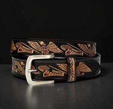 Western Genuine Leather Belt Full Grain Handmade Men's Heavy Duty With Buckle