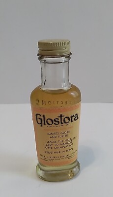 Vintage RARE R.L. Watkins Glostora Hair Tonic Barber Shop Full Bottle 