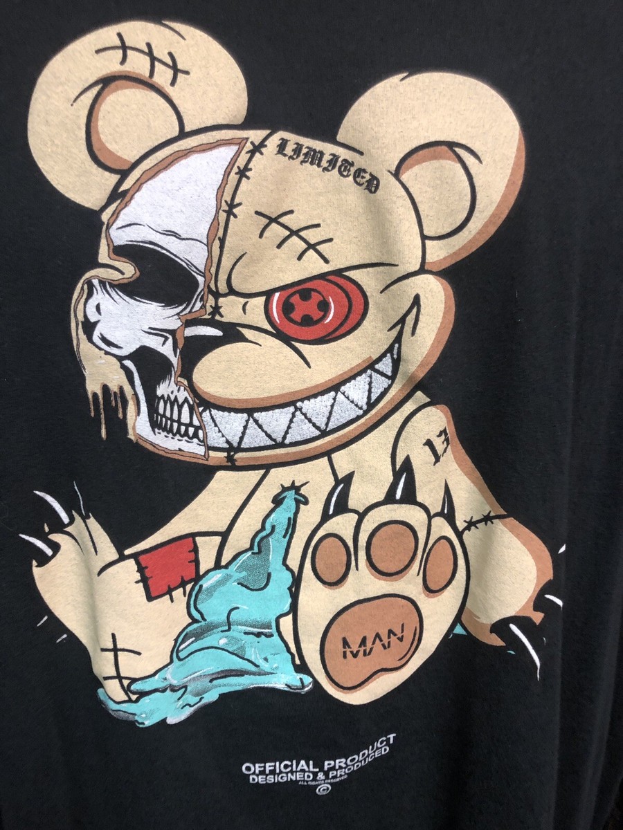 Man boohoo man XXXXL black T-shirt Zombie Scary Teddy Bear Man boohoo man XXXXL black T-shirt Zombie Scary Teddy Bear