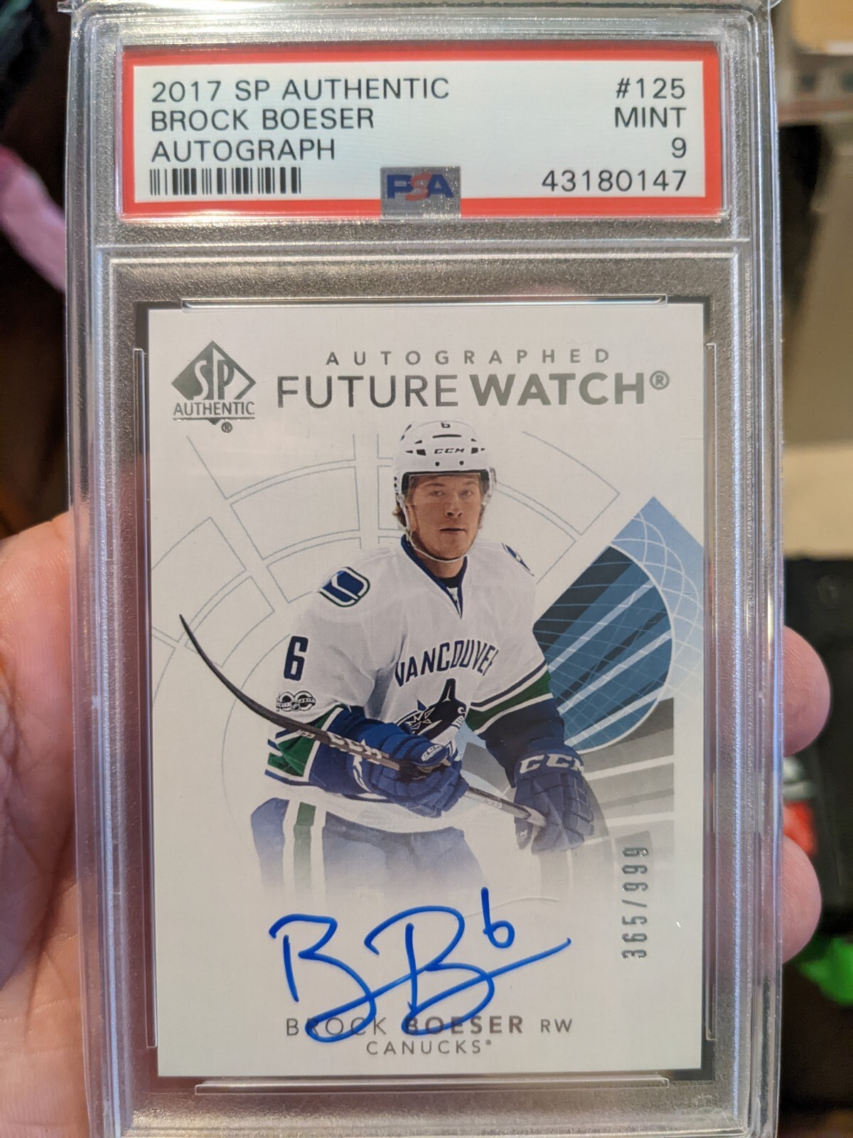 2017-18 SP Authentic SPA BROCK BOESER Future Watch Auto #365/999 #125 - PSA 9