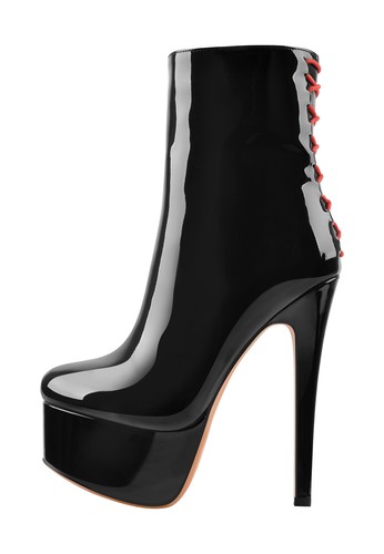 Botas al tobillo de cuero con cremallera de tacón alto con cremallera para mujer - Imagen 5 de 23