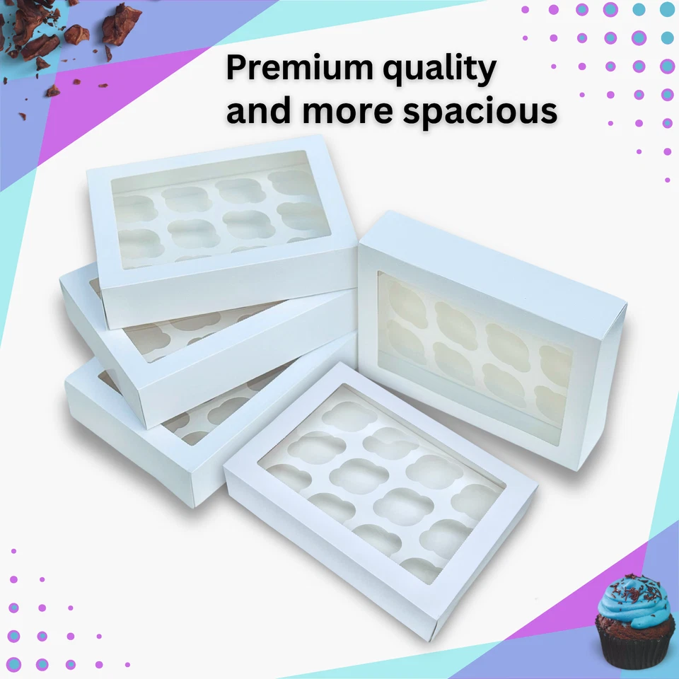 12 hole Cupcake boxes with Clear Window & Inserts in Pack of 5, 10, 25, 50, 100 - Image 4 of 4