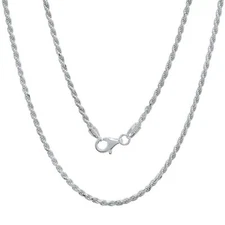 Solid Sterling Silver Italian Rope Chain Mens 925 Necklace 2mm 16''-30'' NEW