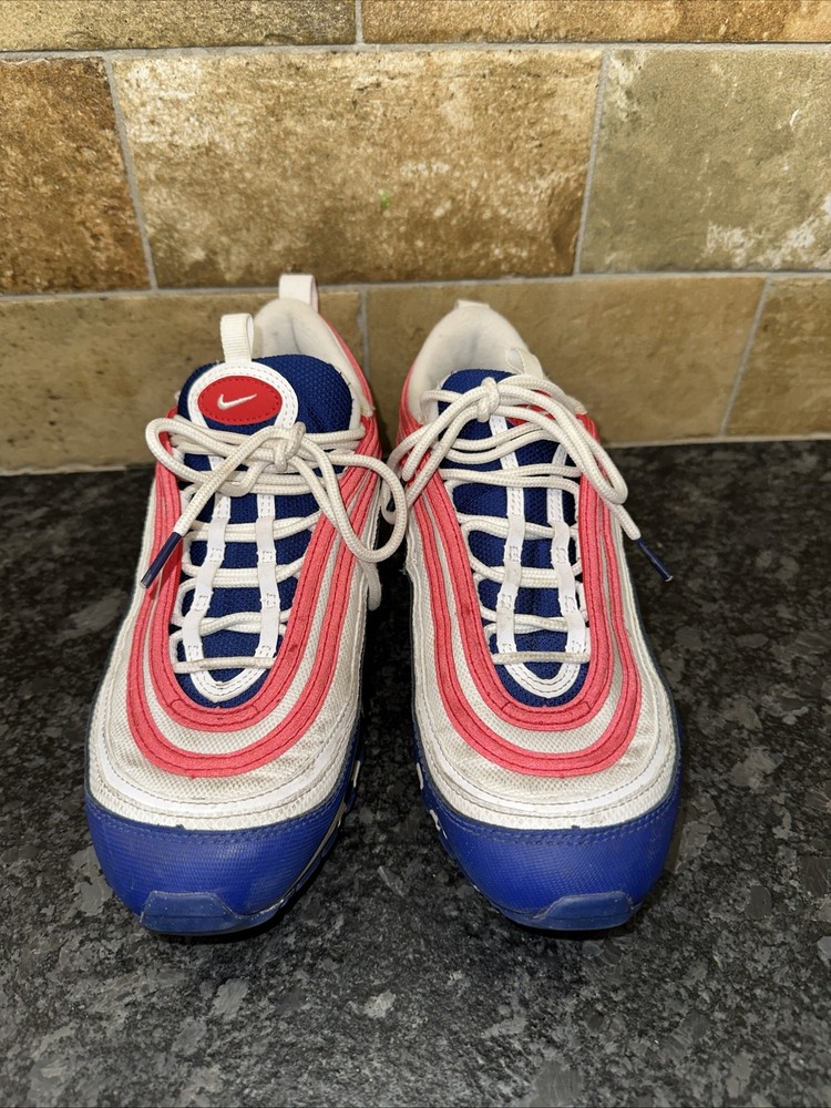Nike Air Max 97 White Red Royal Kids Size 7Y Sneakers