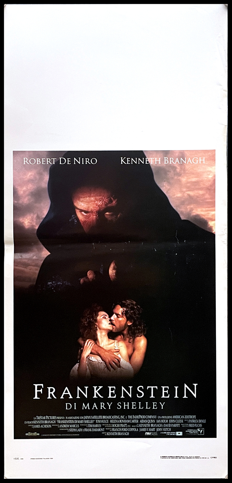 Locandina originale film Frankenstein di Mary Shelley (1994) - Regia di Kenneth Branagh