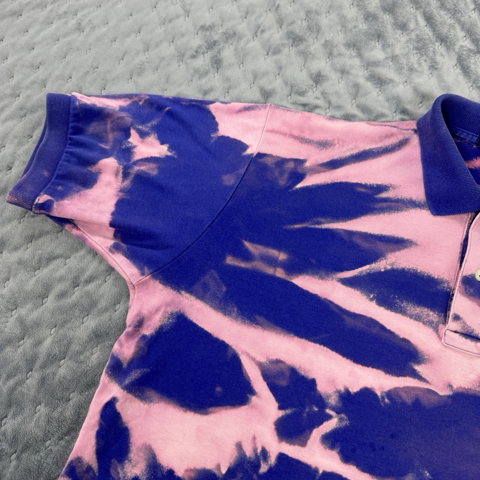 Polo Ralph Lauren camicia uomo blu medio cotone lavaggio acido pony preppy rugby Y2K