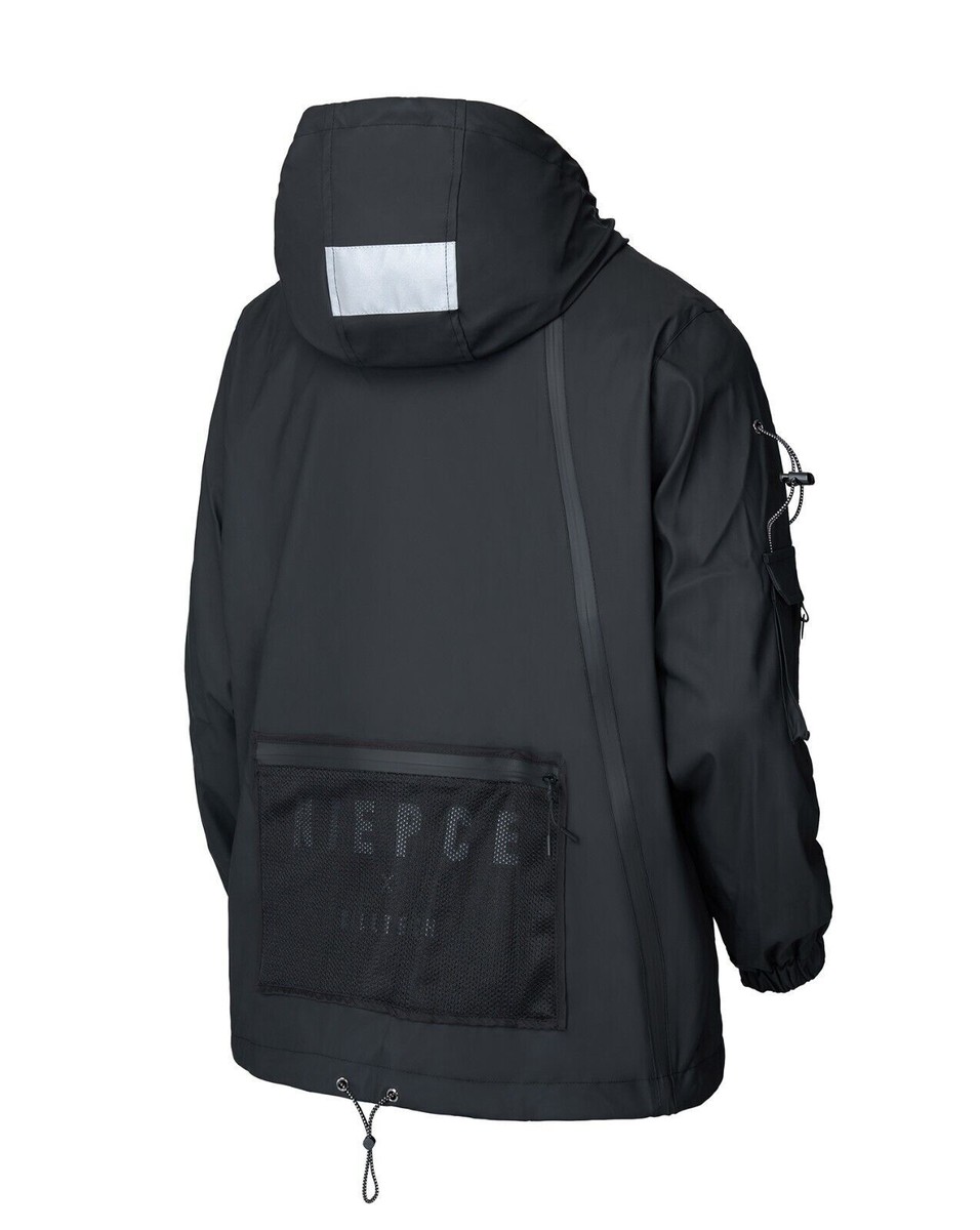 Niepce Black Leather Tactical Jacket Streetwear Techwear Coat with