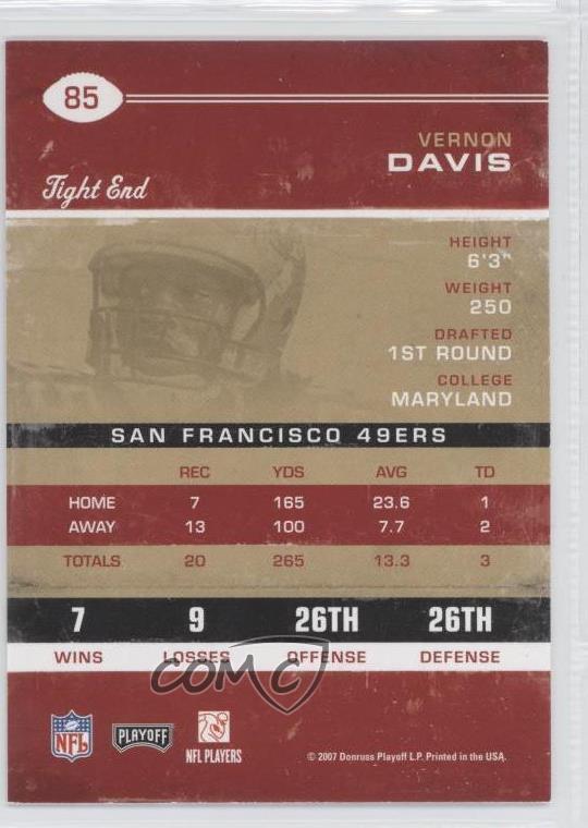 2007 Playoff Contenders Vernon Davis 85 eBay