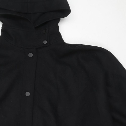 Zara Mens Black Pea Coat Poncho Size M Snap Pit to Pit 52'' - Picture 5 of 10