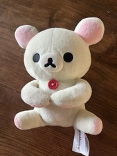 KORILAKKUMA PLUSH BEAR Sitting 8  White Red Button