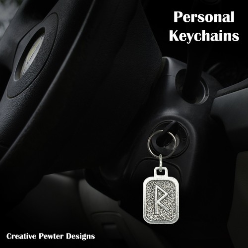 Viking Rune Keychains, Rune Key chain Pewter Nordic Key Ring Charms, Made in USA - Picture 16 of 162