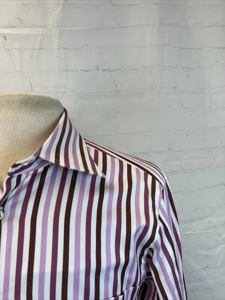 Hugo Boss Men's Pink Striped Cotton Dress Shirt 16 - 41 $125 - Image 2 of 4