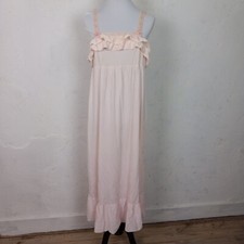 Vintage Womens Nightgown Pale Pink with Ivory Lace Trim 100 Tricot Nylon Size L