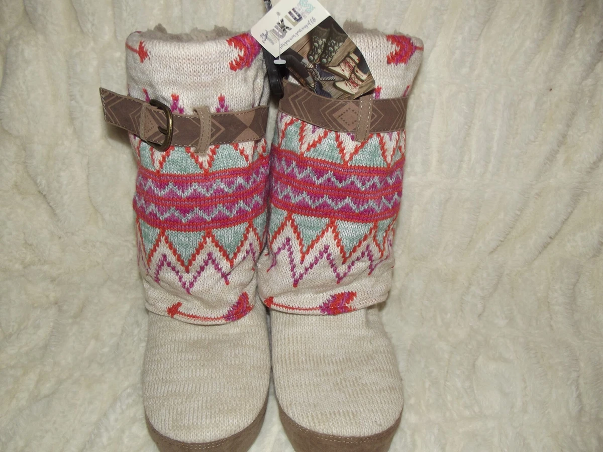 Muk Luks Sophia Women s Slipper Boots Size S 5 6 Native Aztec