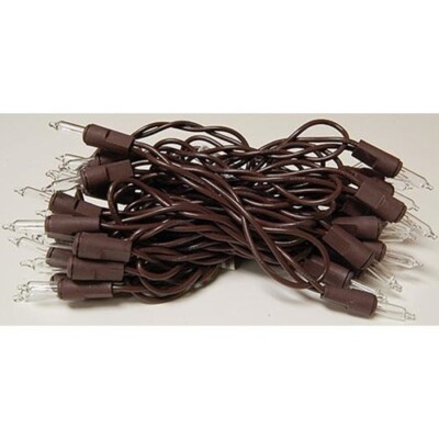 20ct Clear Mini Light Set Brown Wire Cord Primitive Lights Farmhouse Craft