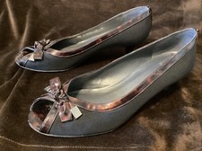 Stuart Weitzman Shoes Women s Black Satin 10 M Peep Toe 1-3/4 Inch Heel, Bows