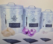 Saratoga Home 3-pc Galvanized Steel Vegetable Storage Canisters--MISSING MARKER