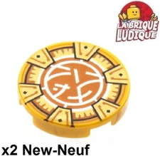 Lego 2x Tile round decorated 2x2 14769pb501 white logo ninja Core 14769pb501 NEW