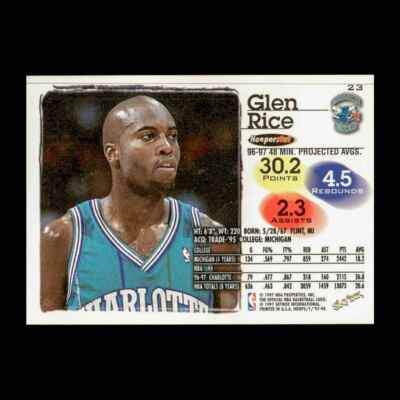 Glen Rice 1997-98 Hoops Charlotte Hornets #23 R331D 16